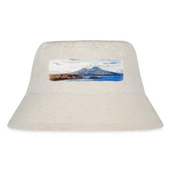 Neapel, Vesuv und Castel dell'Ovo - Stanley/Stella recycelter Bucket Hat - Naturweiß - Vorne