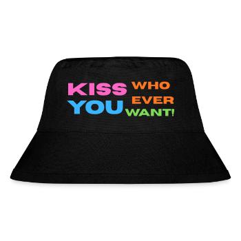 Pride / CSD / LGBTQ+ Design "Kiss" - Stanley/Stella recycelter Bucket Hat - Schwarz - Vorne