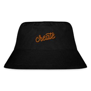 Schriftzug create bestickt - Stanley/Stella recycelter Bucket Hat - Schwarz - Vorne