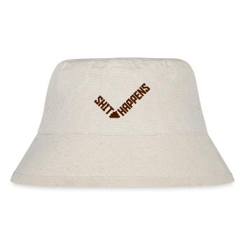 Zitat Shit happens Humor - Stanley/Stella recycelter Bucket Hat - Naturweiß - Vorne