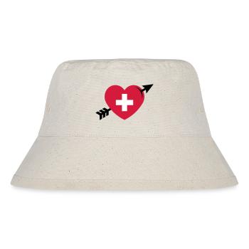 Herz Mit Schweizerkreuz Und Pfeil (Schweiz / 3C) - Stanley/Stella recycelter Bucket Hat - Naturweiß - Vorne