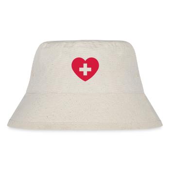 Herz Mit Schweizerkreuz (Schweiz / 1C) - Stanley/Stella recycelter Bucket Hat - Naturweiß - Vorne
