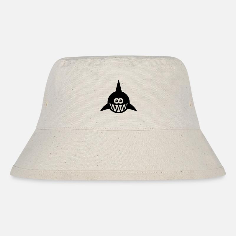 Fisch Zeigt Zähne (Hai / Haifisch / Raubfisch, 1C) - Stanley/Stella recycelter Bucket Hat - Naturweiß