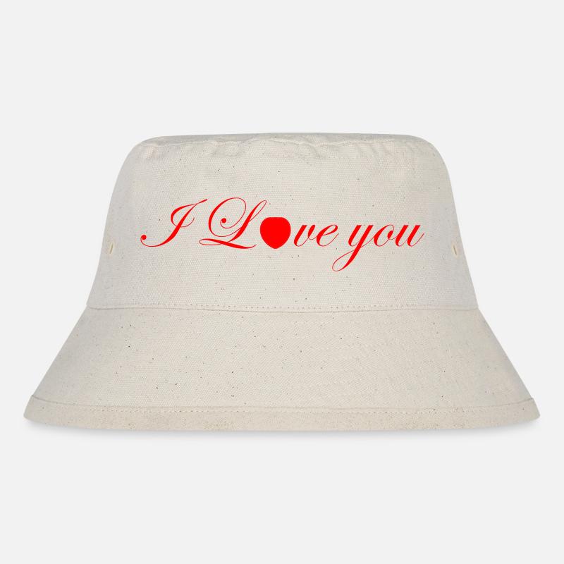 I Love you Liebe Valentinstag Geschenk Geschenkide - Stanley/Stella recycelter Bucket Hat - Naturweiß