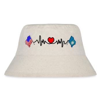 Cardio heart with USA flag and South Dakota flag - Stanley/Stella Recycled Bucket Hat - natural - Front