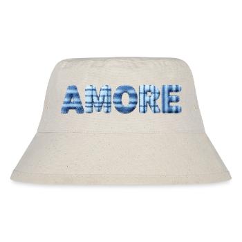 Amore Eisblau Schriftzug Patchwork Trend - Stanley/Stella recycelter Bucket Hat - Naturweiß - Vorne