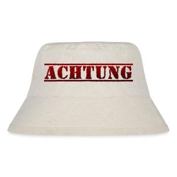 Achtung, Schriftzug, schwarz rot - Stanley/Stella recycelter Bucket Hat - Naturweiß - Vorne