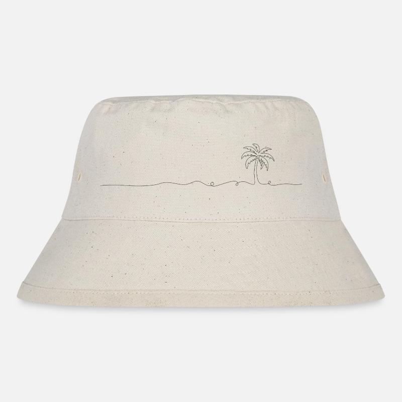 Line design palm tree - Stanley/Stella Recycled Bucket Hat - natural