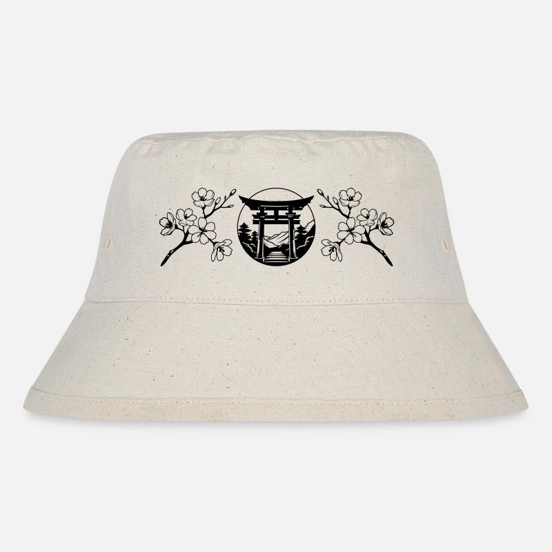 Japanischer Garten und Sakura-Blume - Stanley/Stella recycelter Bucket Hat - Naturweiß