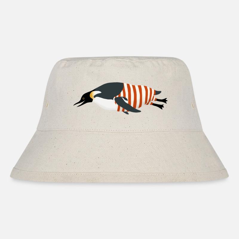 Pinguin im Badeanzug - Stanley/Stella recycelter Bucket Hat - Naturweiß