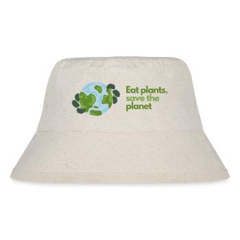Eat plants save the planet - Vegan - Stanley/Stella recycelter Bucket Hat - Naturweiß - Vorne