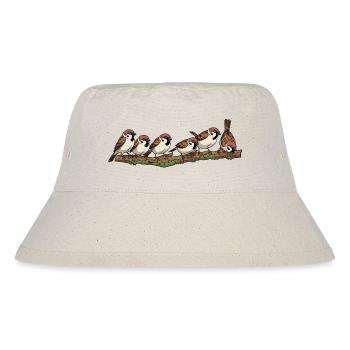 Sparrows on a branch nature illustration - Stanley/Stella Recycled Bucket Hat - natural - Front
