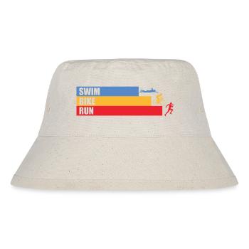 Triathlon Schwimmen Radfahren Laufen Sport - Stanley/Stella recycelter Bucket Hat - Naturweiß - Vorne