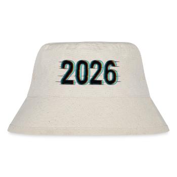 Futuristisches Jahr 2026 Design mit Neon-Effekt - Stanley/Stella recycelter Bucket Hat - Naturweiß - Vorne