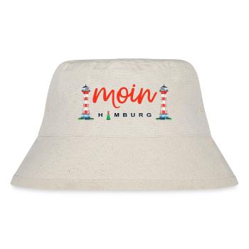 Moin Hamburg, Leuchtturm Wittenbergen - Stanley/Stella recycelter Bucket Hat - Naturweiß - Vorne
