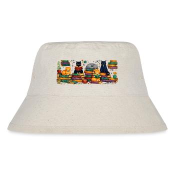 Reading cats with stacks of books - Stanley/Stella Recycled Bucket Hat - natural - Front