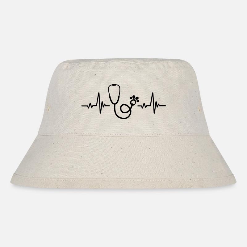 Stethoskop-Pulsfrequenz - Tierarzt - Stanley/Stella recycelter Bucket Hat - Naturweiß