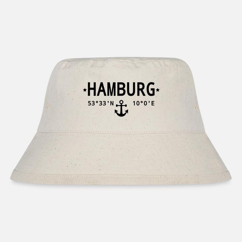 Hamburg coordinates - Stanley/Stella Recycled Bucket Hat - natural