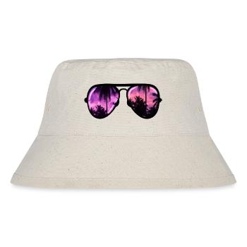 coole Sonnenbrille mit Palme - Stanley/Stella recycelter Bucket Hat - Naturweiß - Vorne