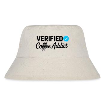 Verifizierter Kaffeesüchtiger lustiger Koffeinliebhaber-Abzeichen - Stanley/Stella recycelter Bucket Hat - Naturweiß - Vorne