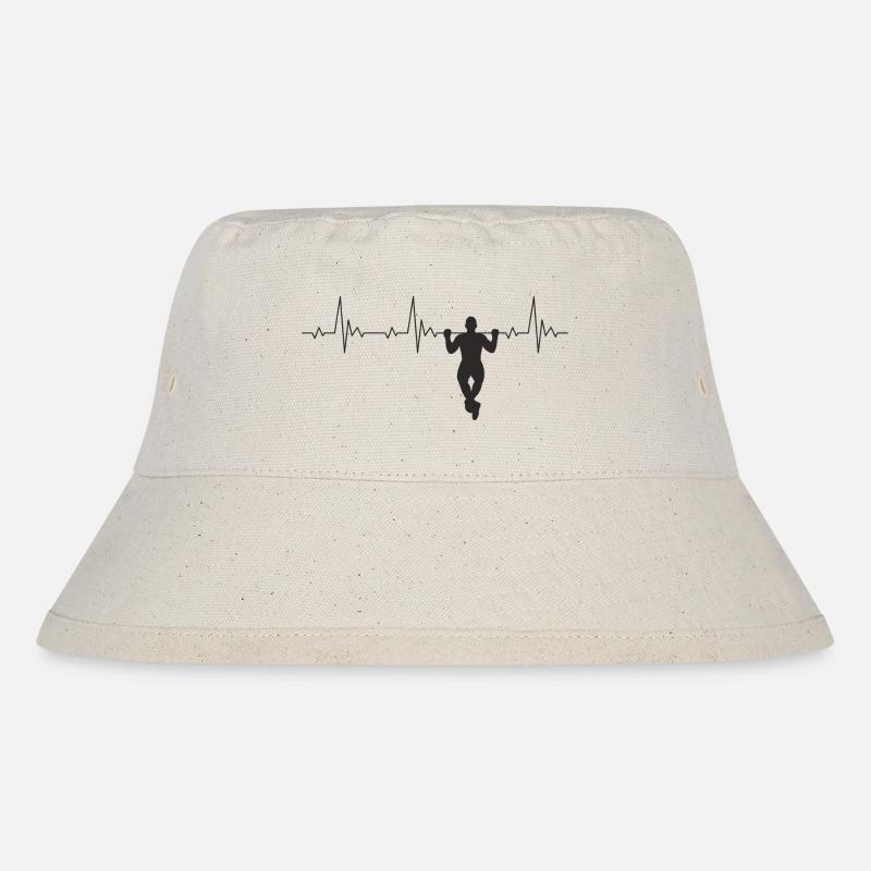 Calisthenics Heartbeat Pull-Up ECG - Stanley/Stella Recycled Bucket Hat - natural