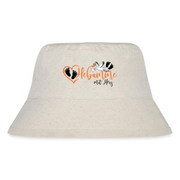 Hebamme mit Herz Klapperstorch mit Baby Babyfüße - Stanley/Stella recycelter Bucket Hat - Naturweiß - Vorne
