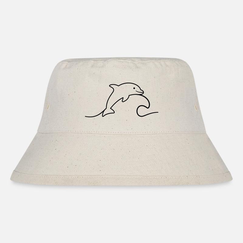 Delfin auf Welle Symbol Umriss fröhlich springend - Stanley/Stella recycelter Bucket Hat - Naturweiß