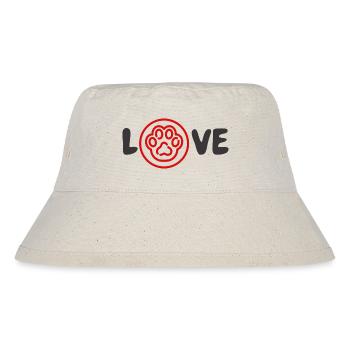 Tier Liebe Love Slogan Katzen Tatze Rot-Schwarz - Stanley/Stella recycelter Bucket Hat - Naturweiß - Vorne