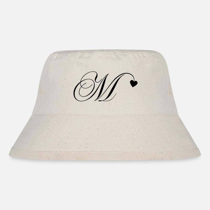 Buchstabe m Kalligraphie Herz - Stanley/Stella recycelter Bucket Hat - Naturweiß