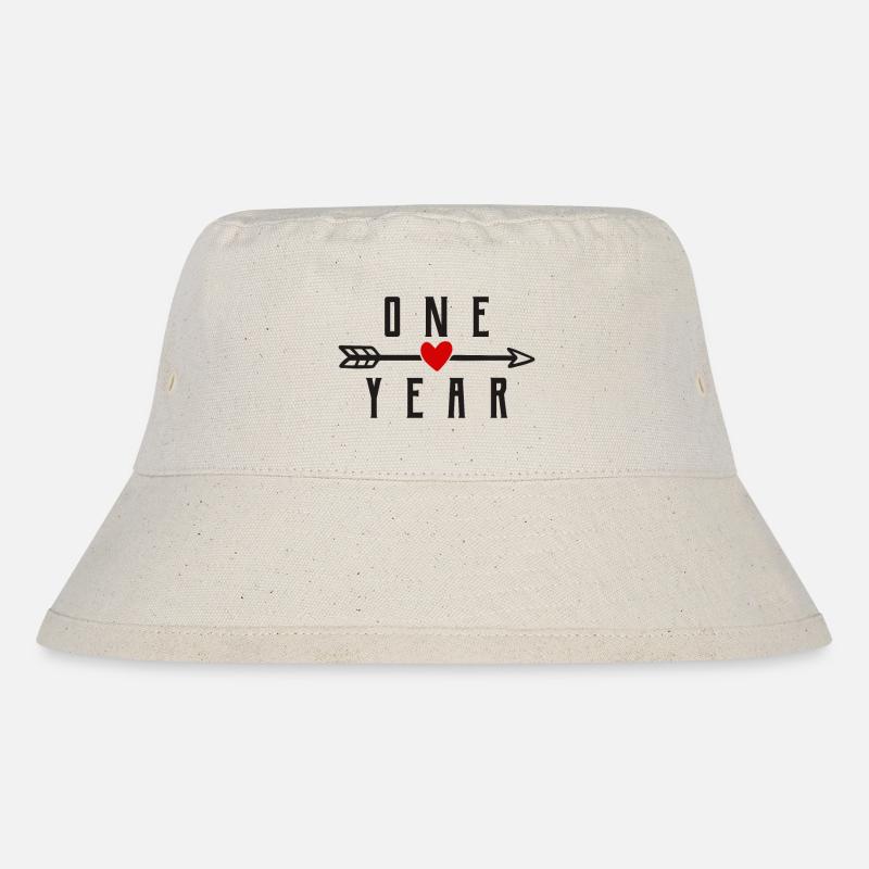 1 Jahr Erster Hochzeitstag Jahrestag Beziehung - Stanley/Stella recycelter Bucket Hat - Naturweiß