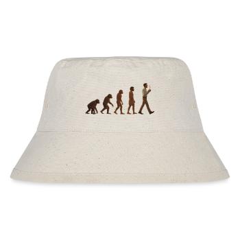 Evolutionsreise: Von Affe zu kaffeetrinkenden Mann - Stanley/Stella recycelter Bucket Hat - Naturweiß - Vorne