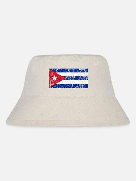 Kuba Flagge Vintage-Effekt - Stanley/Stella recycelter Bucket Hat - Naturweiß