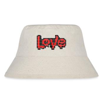 Pixel Art Text – LIEBE in roten Buchstaben - Stanley/Stella recycelter Bucket Hat - Naturweiß - Vorne