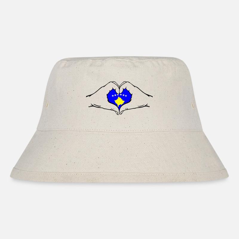 Drapeau du Kosovo Mains Forme De Coeur - Bob recyclé Stanley/Stella - blanc naturel