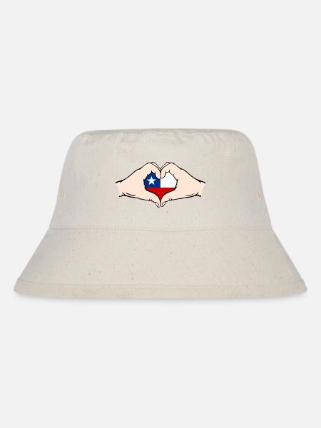 Chile Herzform mit Hände - Stanley/Stella recycelter Bucket Hat - Naturweiß
