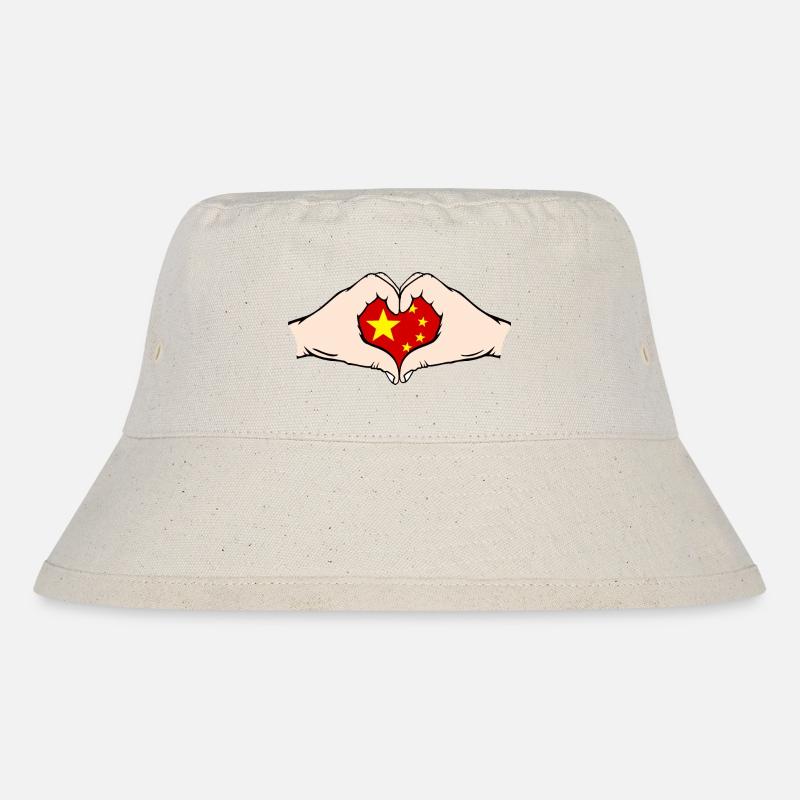 China Herzform mit Hände - Stanley/Stella recycelter Bucket Hat - Naturweiß