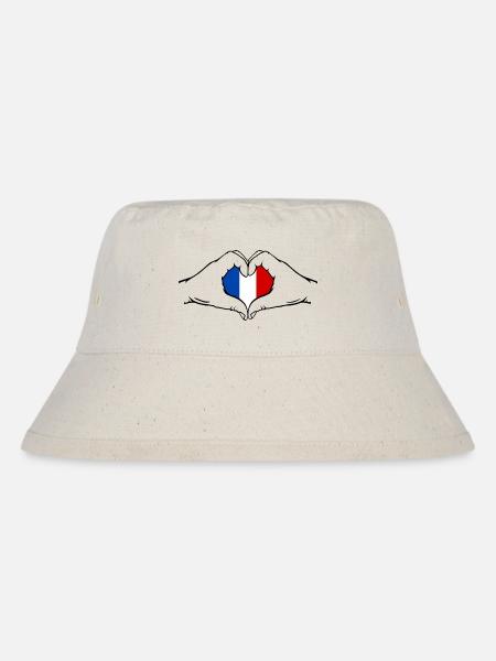 Frankreich Herzform mit Hände - Stanley/Stella recycelter Bucket Hat - Naturweiß