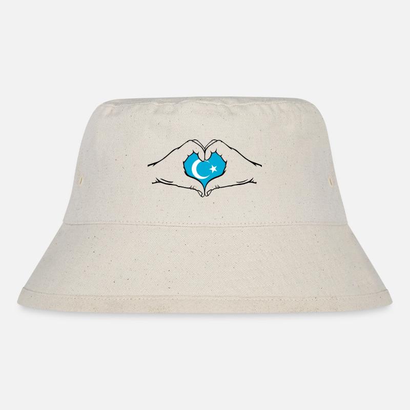 Uiguren Flagge Herzform - Stanley/Stella recycelter Bucket Hat - Naturweiß