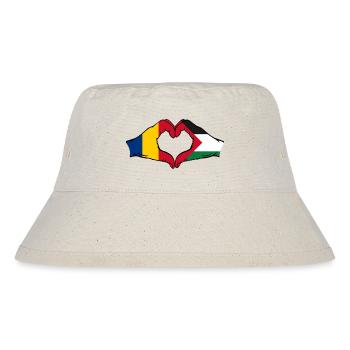 Rumänien Palästina Herzform mit Hände - Stanley/Stella recycelter Bucket Hat - Naturweiß - Vorne