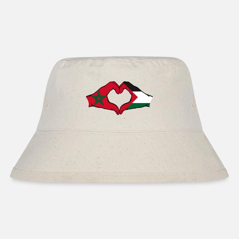 Forme de coeur Maroc Palestine avec mains - Bob recyclé Stanley/Stella - blanc naturel