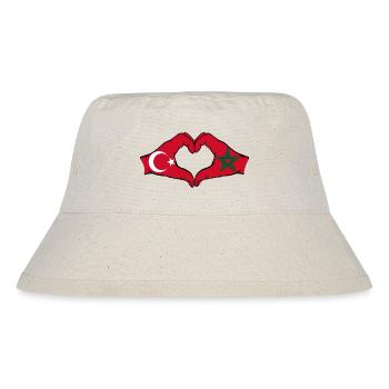 Forme de coeur Türkiye Maroc avec mains - Bob recyclé Stanley/Stella - blanc naturel - Devant