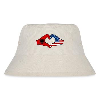 Albania USA heart shape with hands - Stanley/Stella Recycled Bucket Hat - natural - Front