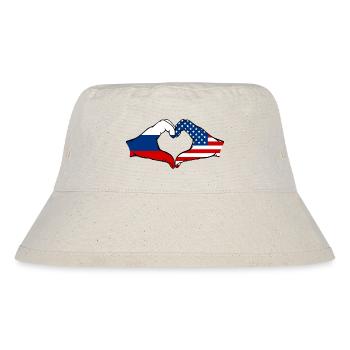 Russia USA heart shape with hands - Stanley/Stella Recycled Bucket Hat - natural - Front