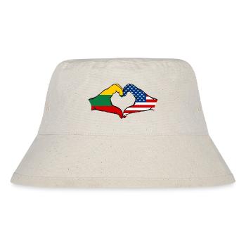 Lithuania USA heart shape with hands - Stanley/Stella Recycled Bucket Hat - natural - Front