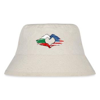 Bulgaria USA heart shape with hands used - Stanley/Stella Recycled Bucket Hat - natural - Front