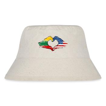 Lithuania USA heart shape with hands used - Stanley/Stella Recycled Bucket Hat - natural - Front