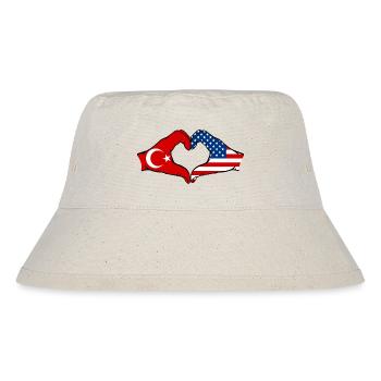Türkiye USA heart shape with hands - Stanley/Stella Recycled Bucket Hat - natural - Front