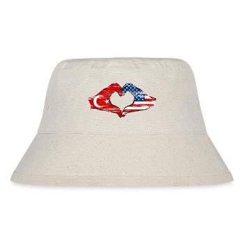 Türkiye USA heart shape with hands used - Stanley/Stella Recycled Bucket Hat - natural - Front