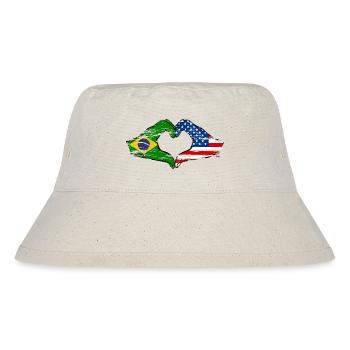 Brazil USA heart shape with hands used - Stanley/Stella Recycled Bucket Hat - natural - Front