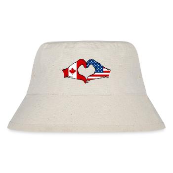 Canada USA heart shape with hands - Stanley/Stella Recycled Bucket Hat - natural - Front